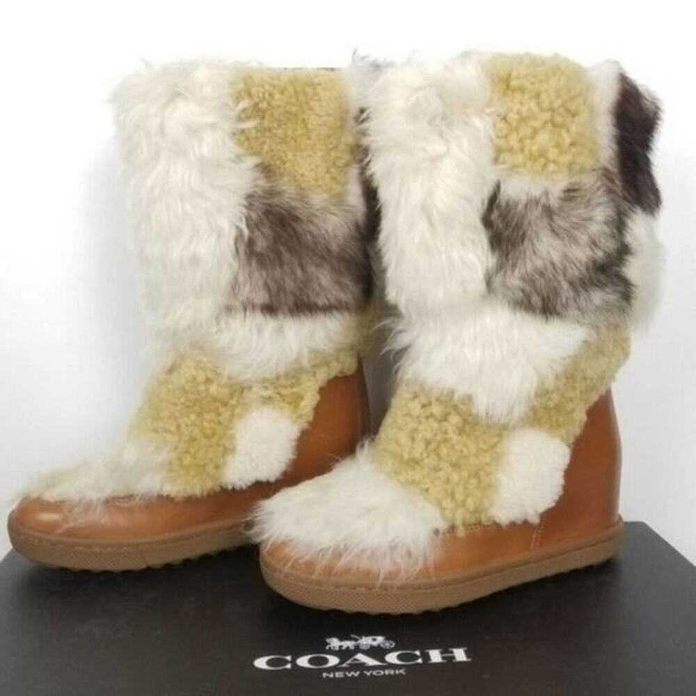 Coach Morton calf leather‎ and sheep fur shearling boots size 5 new!!!!